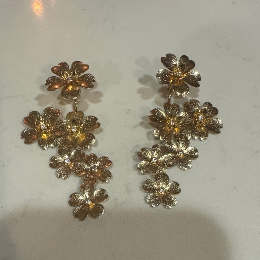 Gold Floral Drop Earrings